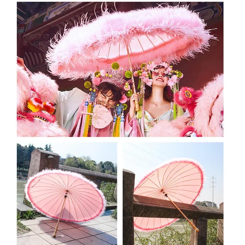 

Женский зонтик с кисточками из вишневого цветка Hanfu, красный комиксный зонтик из промасленной бумаги, зонтик сомбрилья