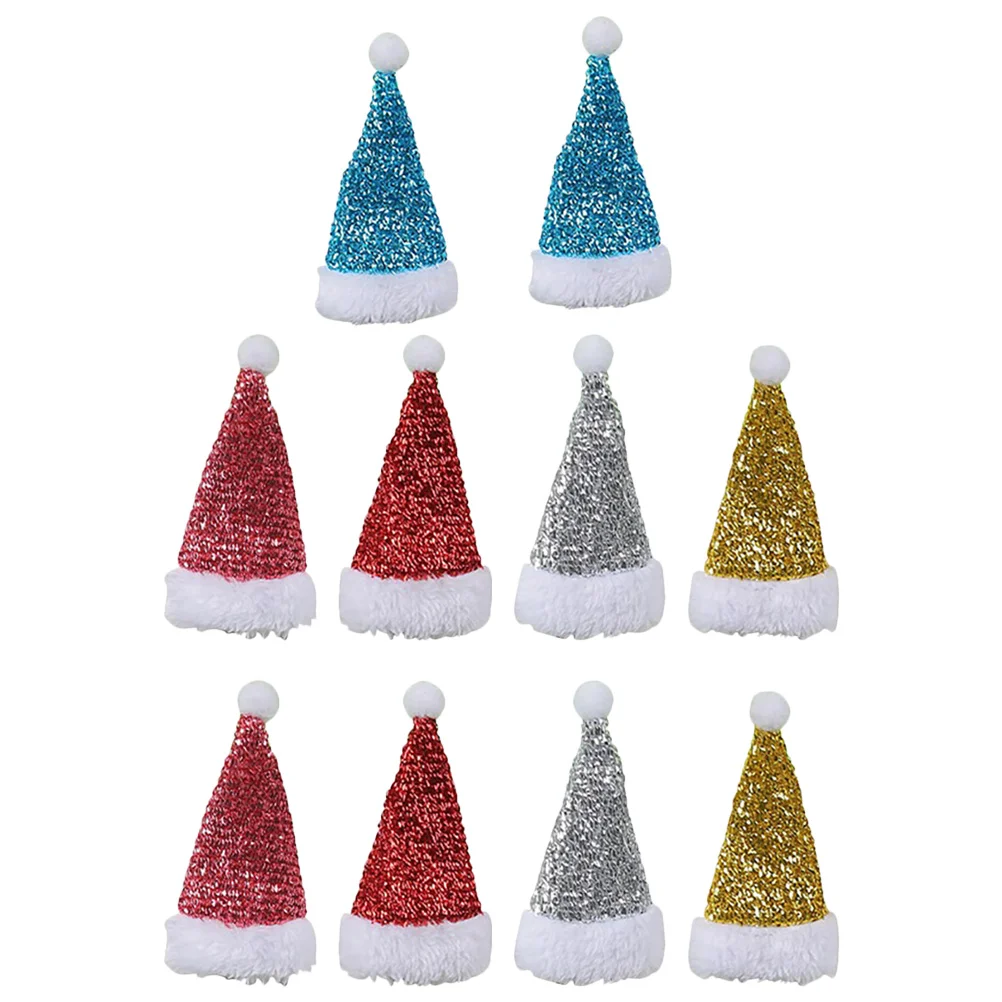 

10pcs Santa Hat Shaped Cutlery Holders Bags Pouches Knifes Forks Utensil Pouches Xmas Silverware Holders