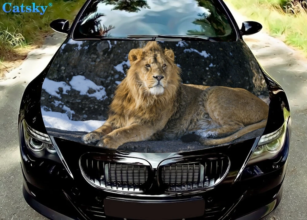 

Наклейка на капот автомобиля, пользовательская наклейка в виде льва SUV, виниловая графическая наклейка, наклейка для украшения кузова автомобиля с животными, функция защиты