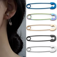 stainless steel clip design stud earrings for women men punk personality unisex pin ear stud gothic piercing jewelry accessories