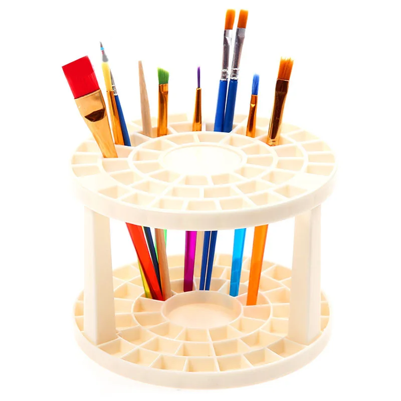 

Portable 49 Holes Pen Holder Watercolor Paint Brush Holder Stand Painting Supplies for Students Desk Organizer Pen Stand