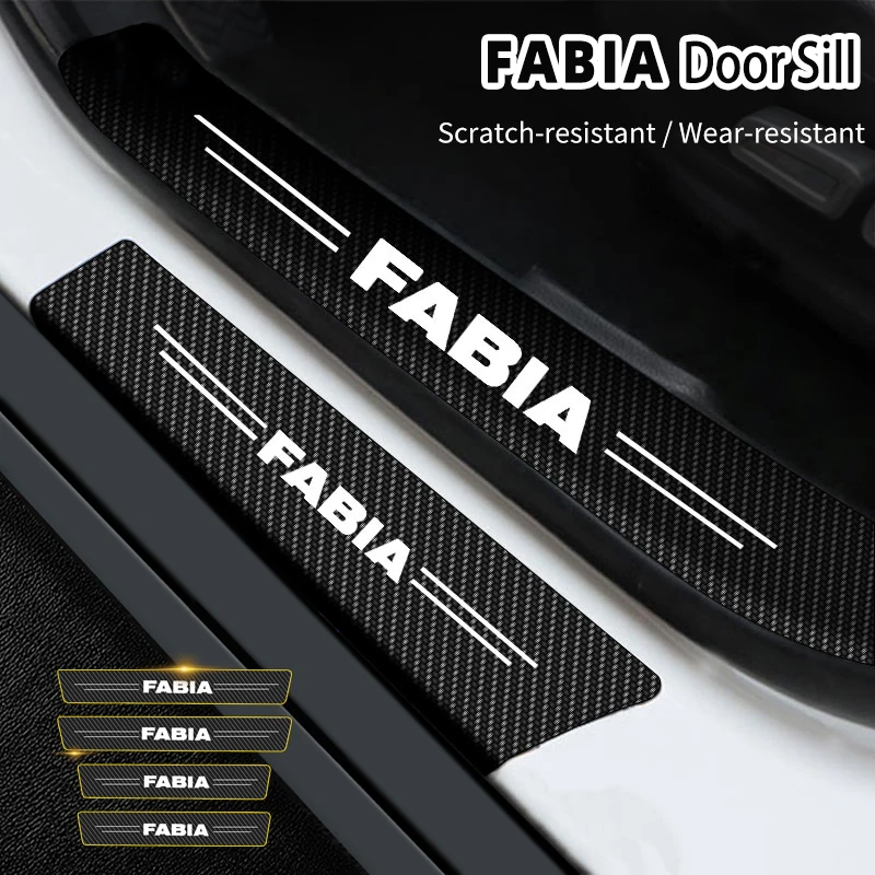 

4 шт., защитные наклейки на порог двери автомобиля Skoda Fabia 2008-2017