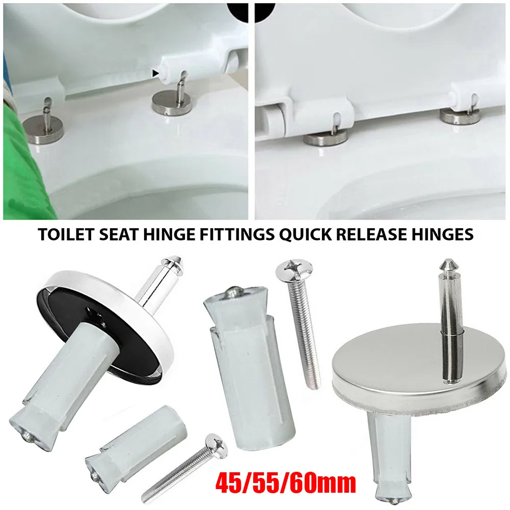 

2pcs/Set Toilet Seat Hinges Top Close Soft Release Quick Fitting Heavy Duty Hinge Pair 45mm 55mm 60mm Bathroom Accessories