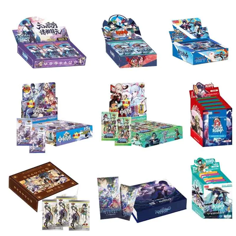 Original Genshin Impact Collection Cards Box TCG Pack Full Set Set New In Anime Game Playing Cards Board Toys  Gift Toys
