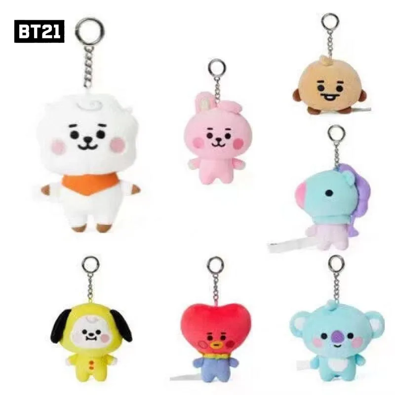 

11 см Kawaii Bt21 брелок-Плюшевая Кукла Tata короткая плюшевая серия Симпатичная сумка Подвеска девочка брелок аксессуары детские игрушки веер подарки