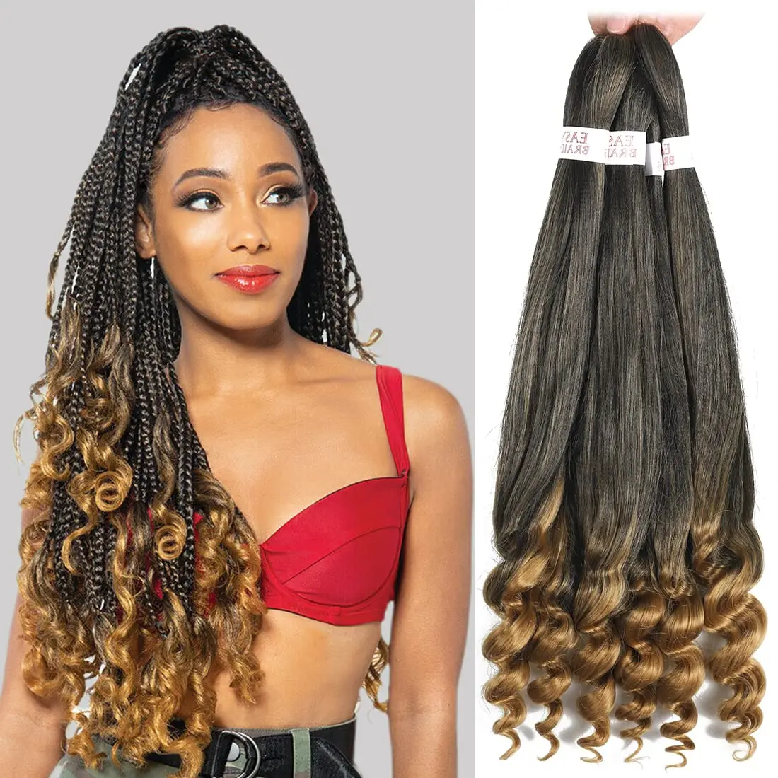 Pre Stretched French Curly Braiding Hair   Crochet Braids Natural Easy Braid Crochet Hair Hot Water Setting Professional