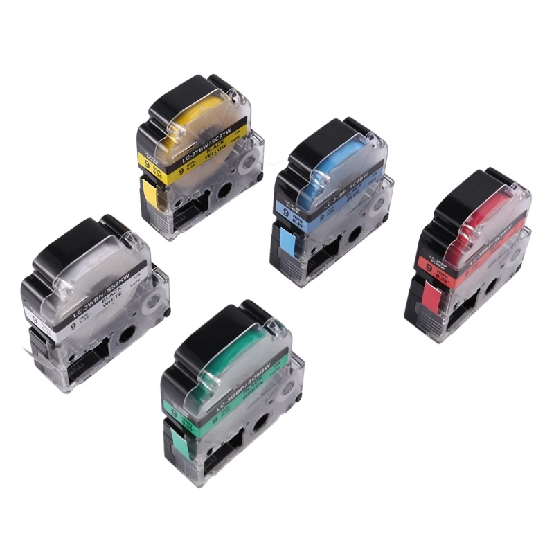 

5Pcs 9Mm Label Maker Tape Label Maker Black On White/Red/ Blue/Yellow/Green Label Tape For Epson/Kingjim Printer