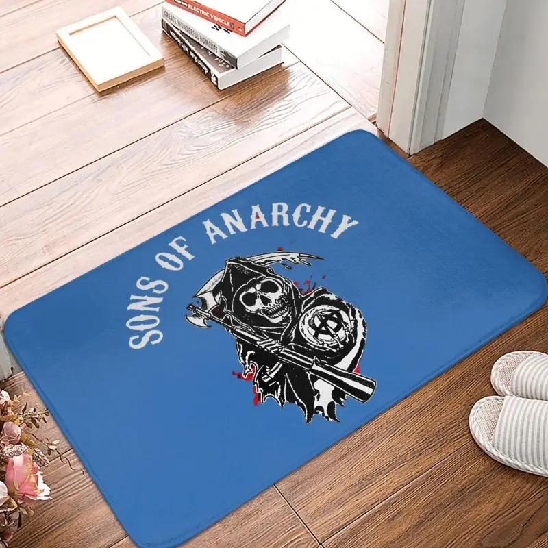 

Sons Of Anarchy Front Door Mat Anti-Slip Waterproof Death Reaper Skull Outdoor Doormat Floor Bathroom Rug Toilet Footpad Carpet