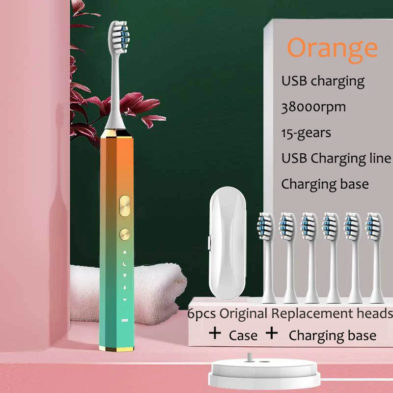 Sonic Electric Toothbrush  Adult Timer Brush 15 Modes USB Charger Rechargeable Smart Tooth Brushes Replacement Heads Set enlarge