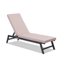 L 75"x W 22"x H 12" Outdoor Chaise Lounge Chair Cushion Five-Position Adjustable Aluminum Recliner Patio Beach Sun Lounger