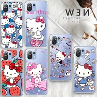 hello kitty cute cartoon for xiaomi 12 12x 11 11t 11i 10t10 poco x3 pro lite ultra 5g 9t 9se a3 redmi 9a transparent phone case