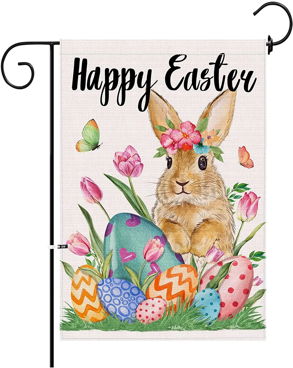 

Easter Garden Flag, Happy Easter Flag Double Sided for Outside, Burlap Farmhouse Easter Garden Flag for Home Outdoor Yard