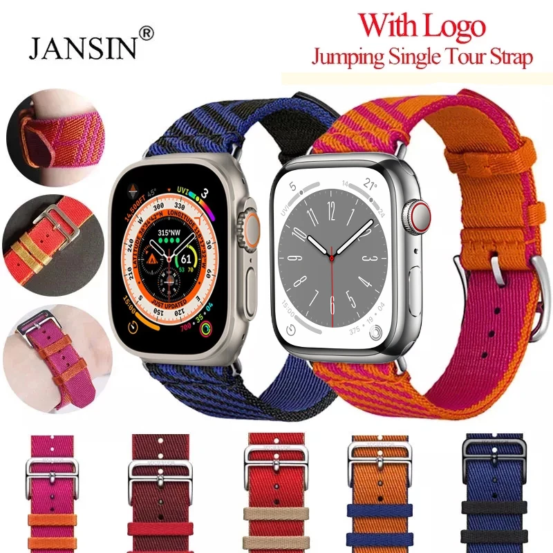 Jumping Single Tour Strap For Apple Watch Ultra Band 49mm 45mm 41mm Braided Nylon For Apple Watch 44mm 40mm 8 7 Bracelet Correa