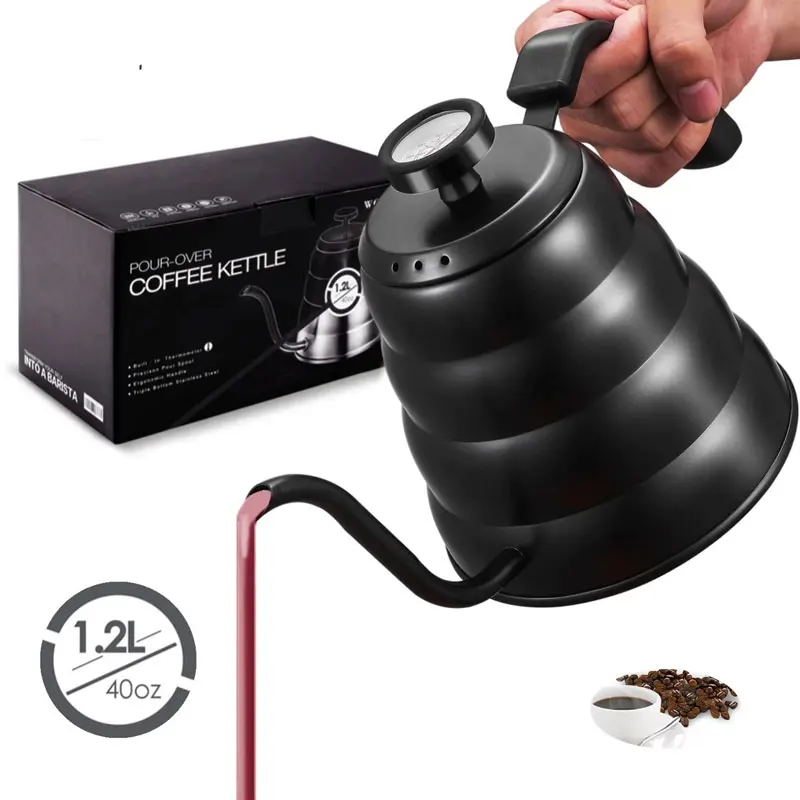 

40oz/1.2L Gooseneck Thin Spout Stainless Steel Coffee Kettle with Thermometer, for Hand Drip Pour Over Coffee Tea Pot Teapot