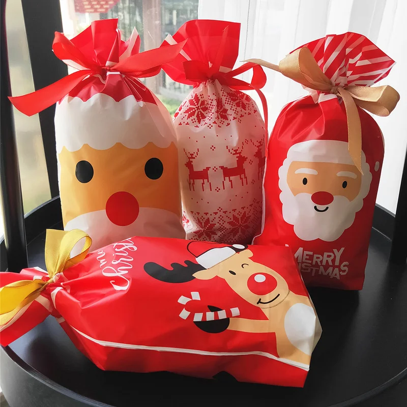 

Christmas Candy Cookie Gift Bags Santa Snowflake Candy Bag Drawstring Bag Biscuits Packaging Bags Xmas Decoration New Year 2023