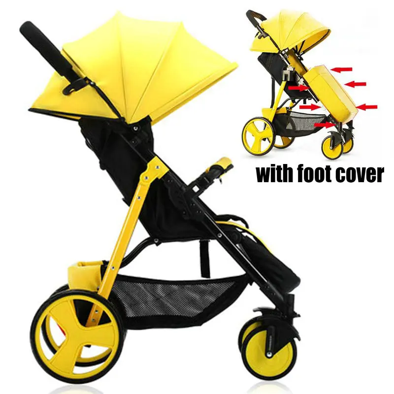 Portable Fold Baby Stroller with Foot Cover, Lightweight Baby Carriage with Footmuff, EVA Wheel Baby Pram with Foot Cover