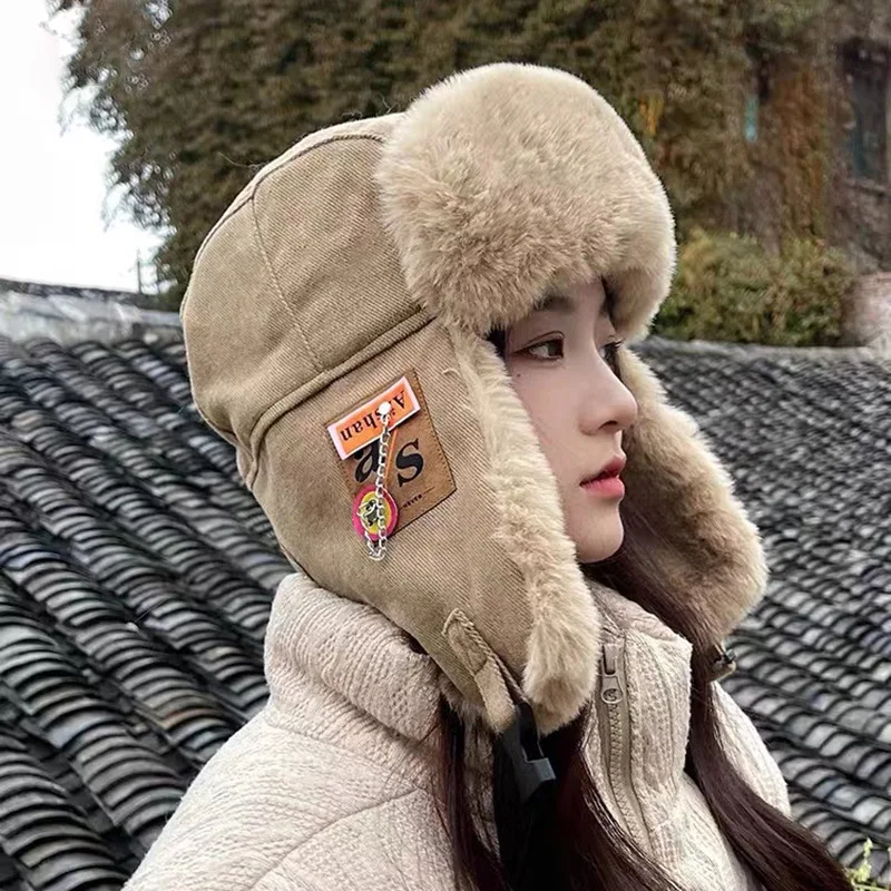 

Hat Women's Winter Riding Warm Ear Protection Artifact Electric Car Windtight Hoods Fleece-lined Thickened Cold Protection Ushan