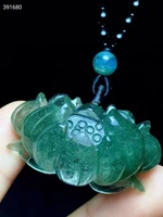 genuine natural green phantom quartz lotus carved bead pendant 402118mm clear women man necklace jewelry rare garden aaaaaa