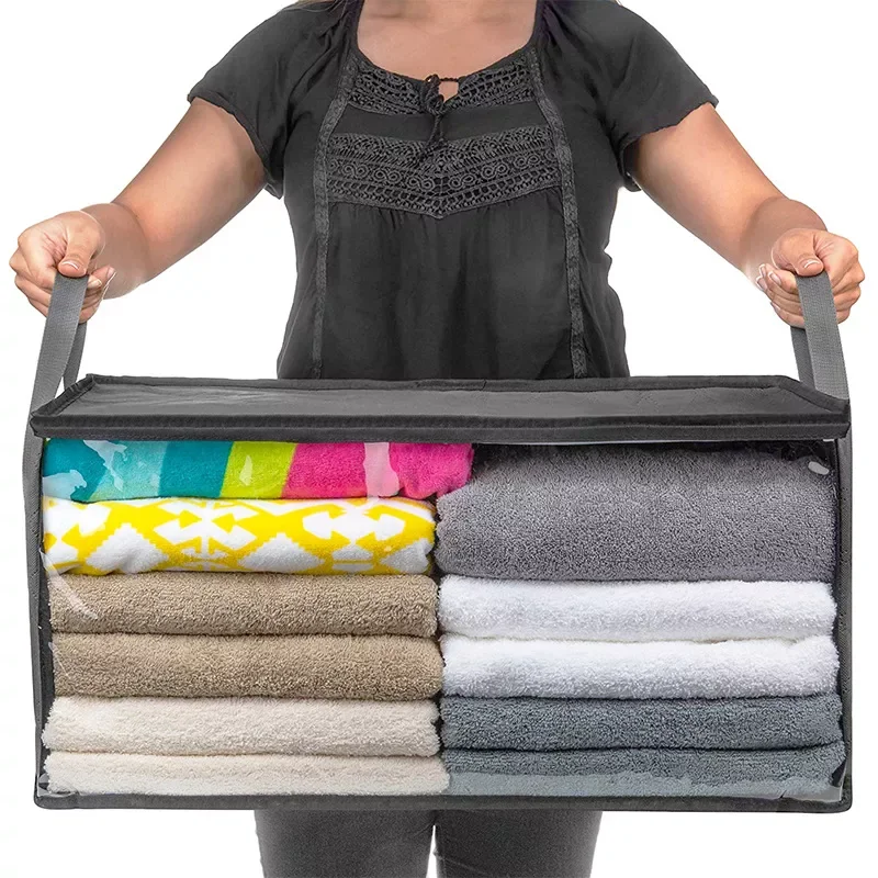 

Large Capacity Non-Woven Quilt Storage Box Closet Organizer Folding Clothes Organizer Bag Dust-Proof Home Wardrobe Storage Tool