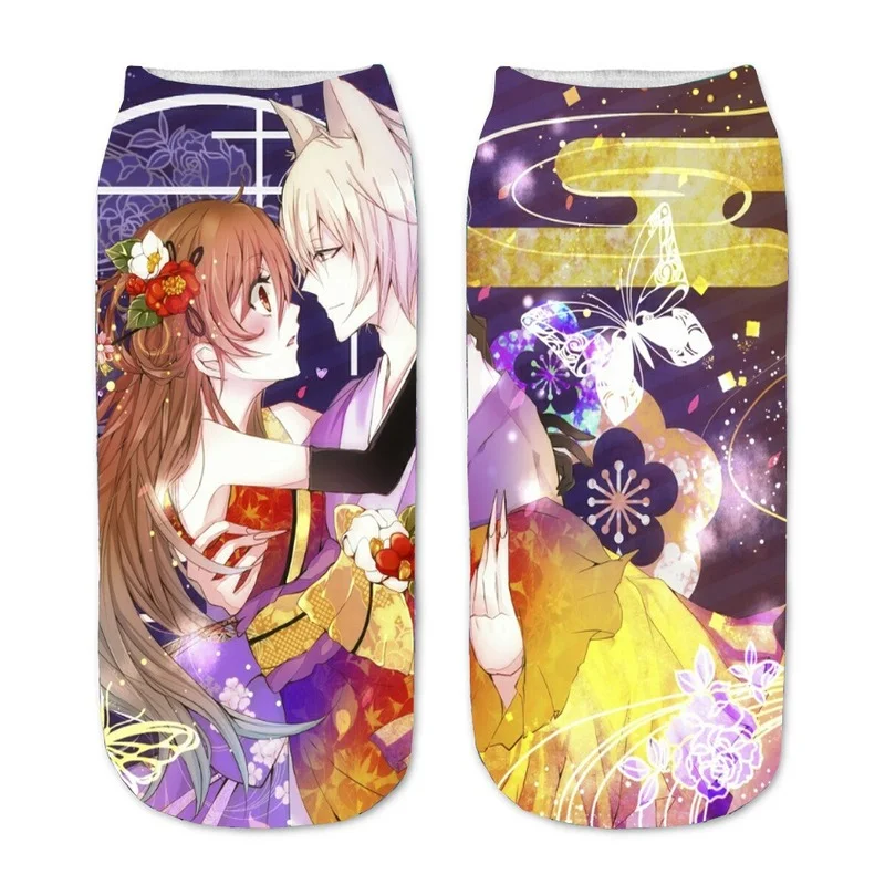 

Женские носки Kamisama Love, тонкие аниме носки для женщин, 3D принт, счастливые короткие носки для пар, модные хлопковые носки на весну и лето