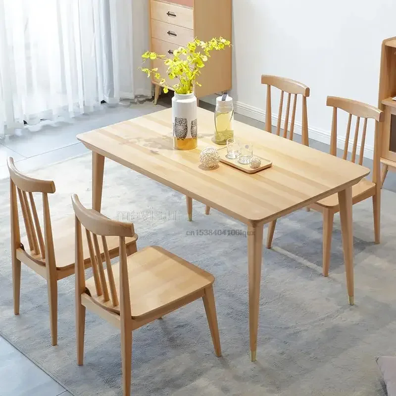 

Environmental Protection Nordic Simple Solid Wood Dining Table For Dinner Kitchen Table Dining Table And Chair Combination