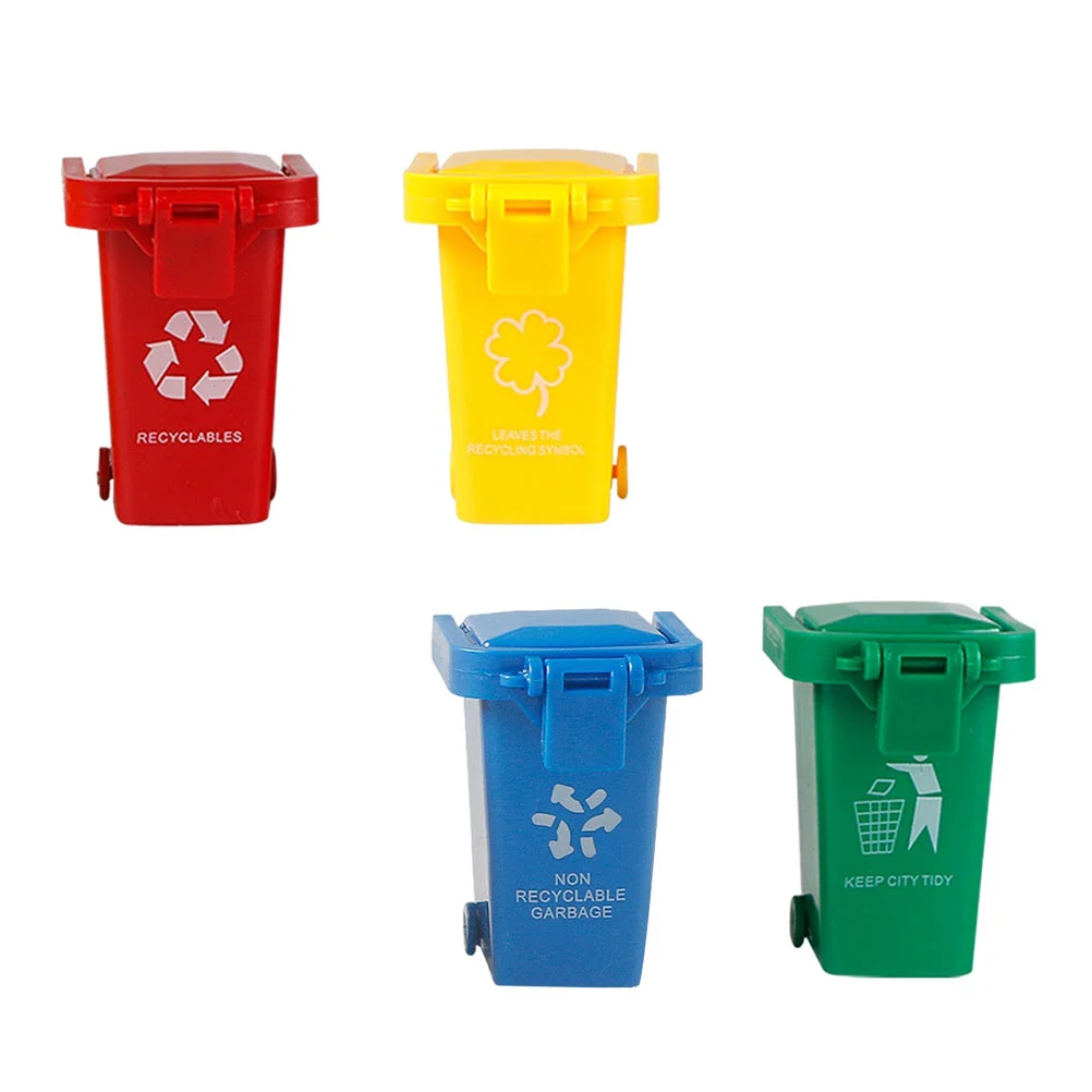 

4 Pcs Trash Sorting Toy Cars Playset Garbage Can Toys Toddler Car Toys Mini Trash Can Pen Holder Trash Cans Toy