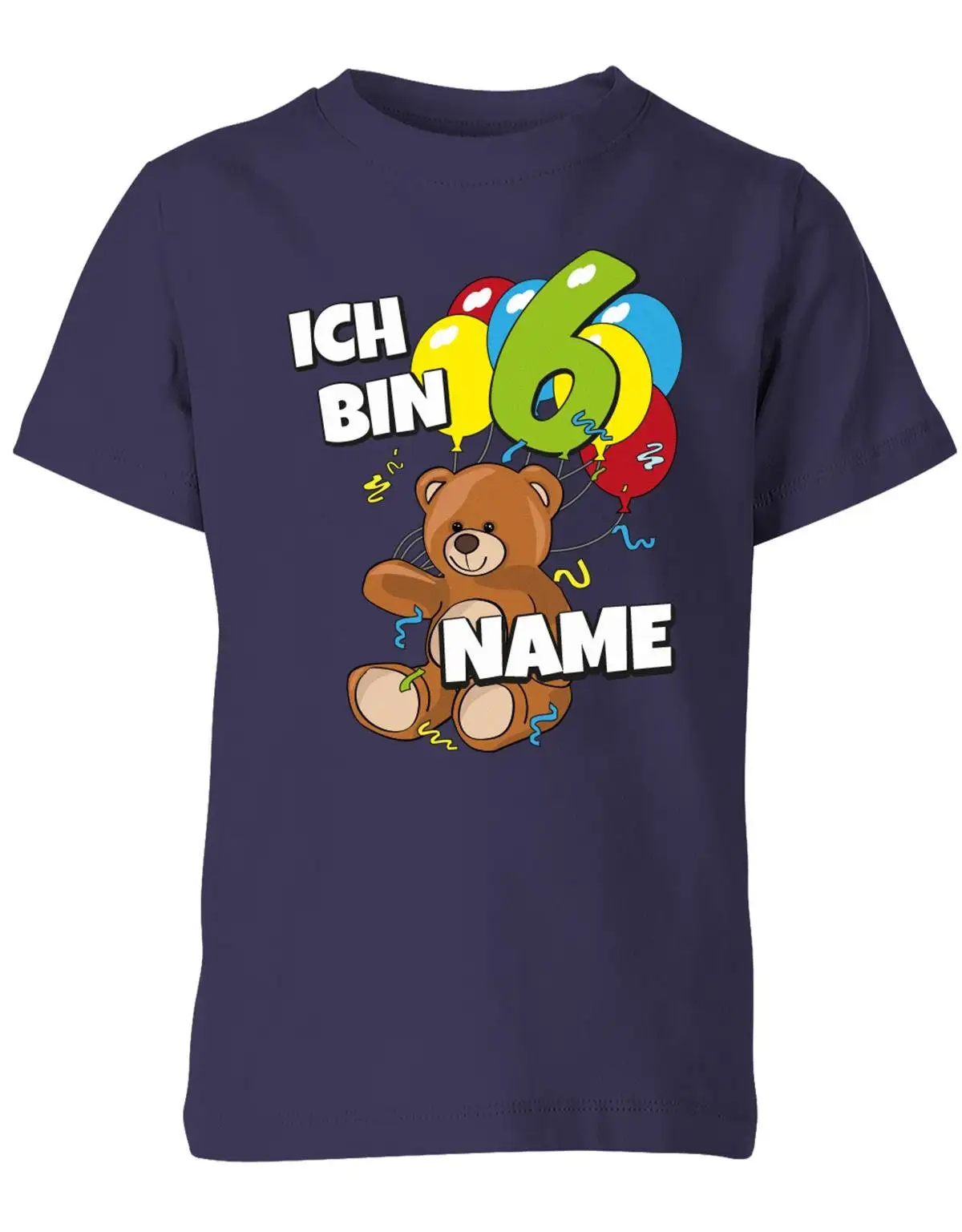 Geburtstagsshirt 6 Ich Bin teddybфора с пневматическими шарами и именем