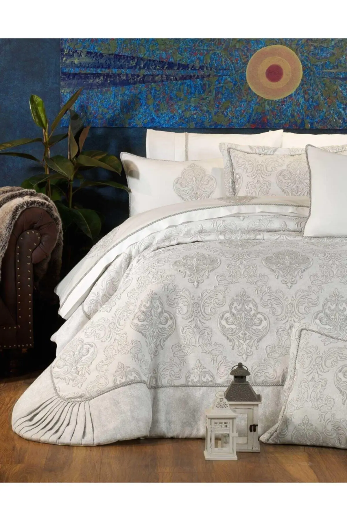 

Bed Cover Set Double Fiber Filled Jacquard Woven Atlantis Silver