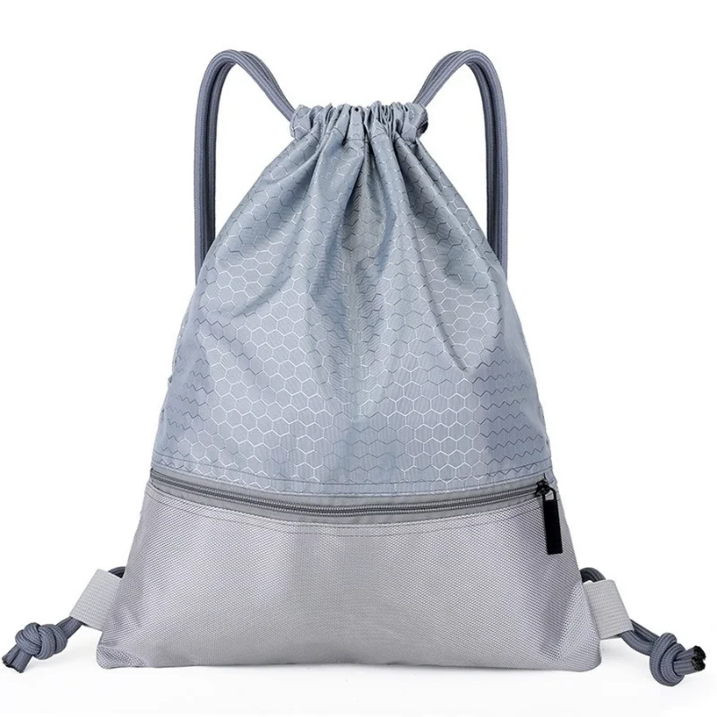 

Universal Fitness Drawstring Bag Large Capacity Nylon Waterproof Zipper Backpack Outdoor Sport Storage Bag Thick Rope Ball Bag