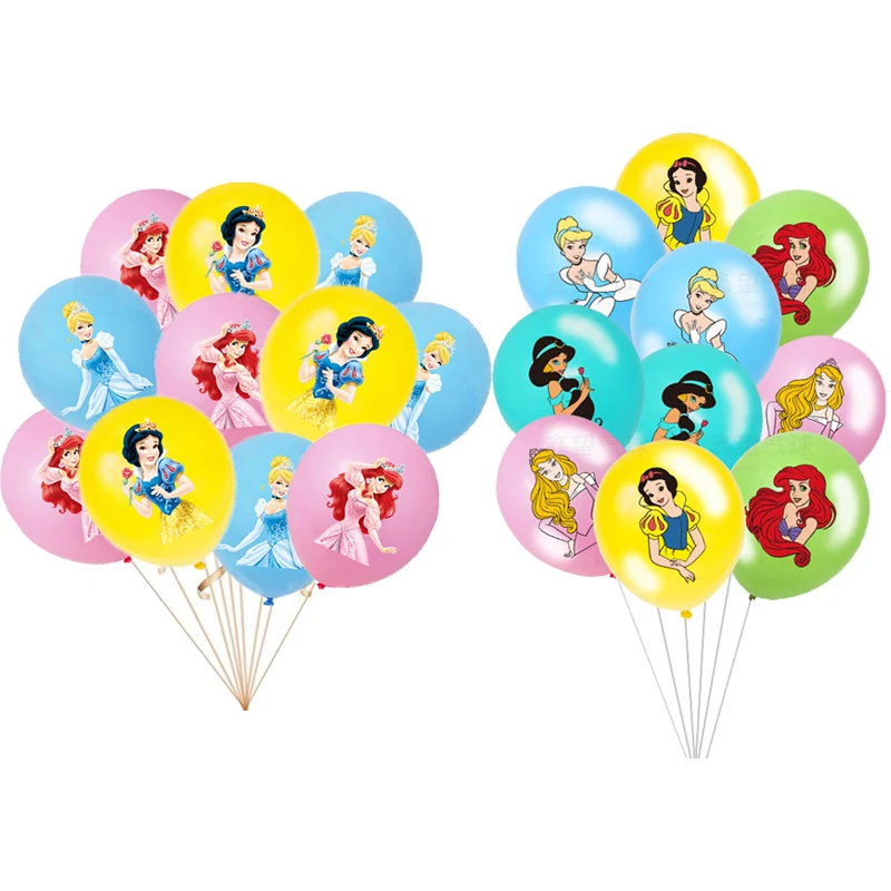 

18pcs Disney Princess Aisha Snow White Latex Balloon Animal Theme Birthday Party Decoration Balloon Baby Shower Kids Toys Globos