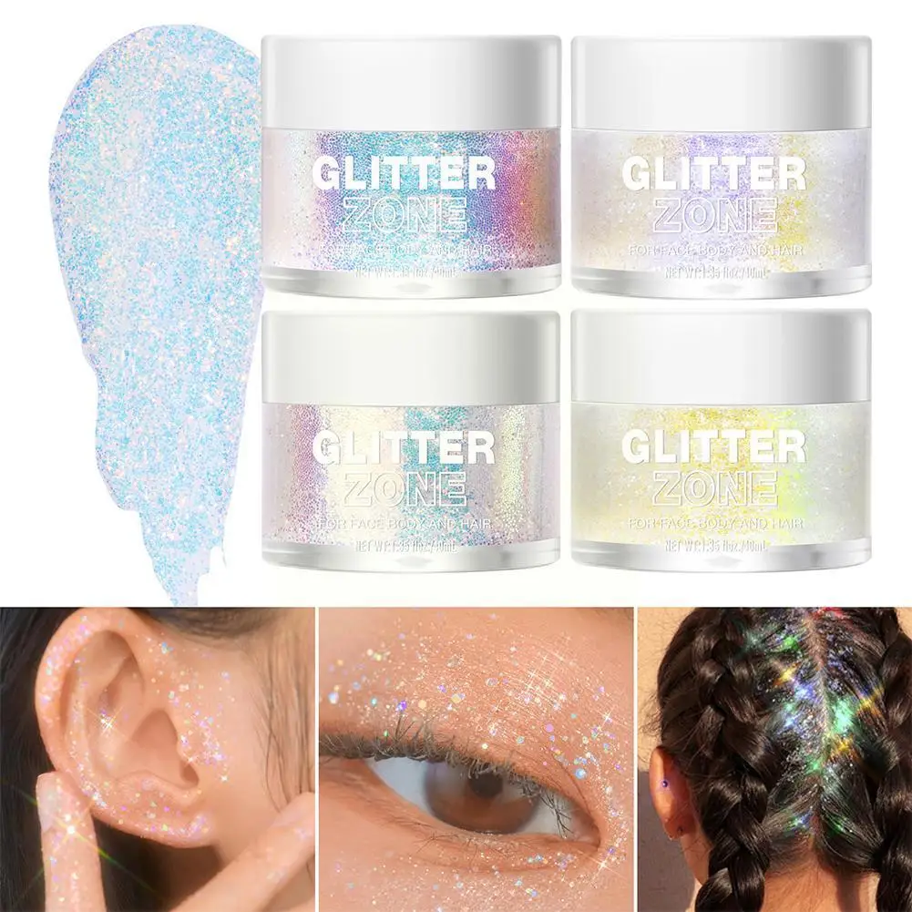 

Jelly Eye Shadow Glitter Nail Hair Body Face Glitter Sequins Flash Gel Makeup Art Gloss Shining Glitter Cream High Festival Y5R8