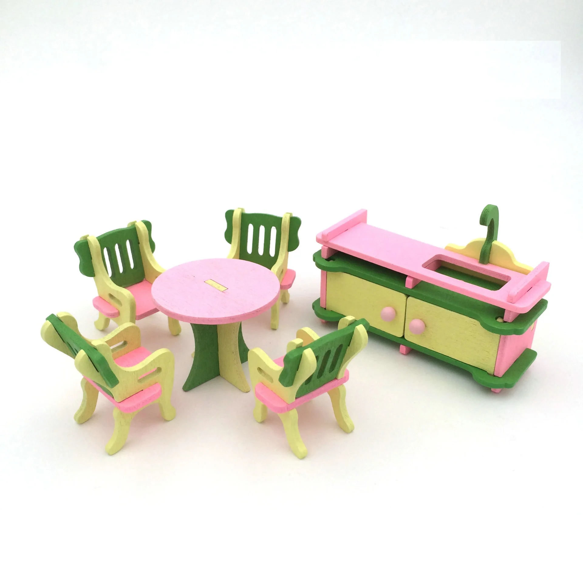 

Wood Furniture Set Dolls Simulation Miniature Wooden Furniture Toys DollHouse Baby Room For Kids Play Toy Furniture For Dolls