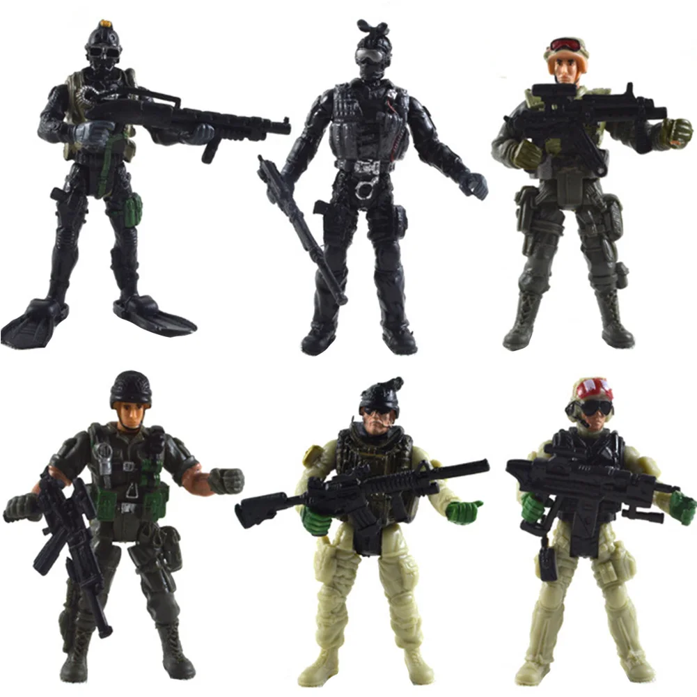 

6pcs/set Battle Game Kids Rotatable Detachable Mini Action Modern Army Free Standing Ornaments Attack Children Gift Durable