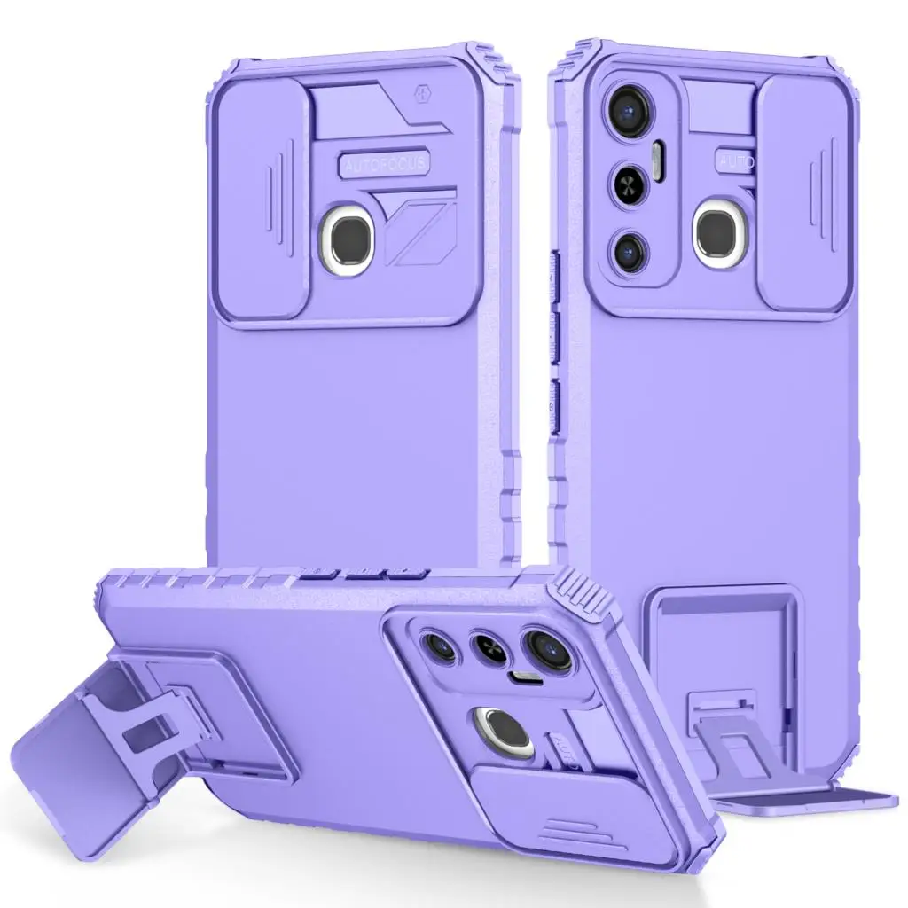 

For Infinix Hot 11 Slide Camera Lens Phone Case Drop Bracket Shockproof Armor Case Cover for Infinix Hot 9 Play/Hot 10 Play