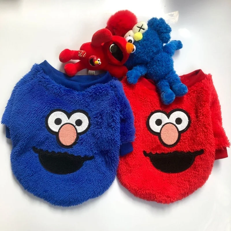 

Бархатная толстовка с капюшоном Улица Сезам, одежда для домашних питомцев, Термальный свитер для собак, одежда для собак, костюм Французско...