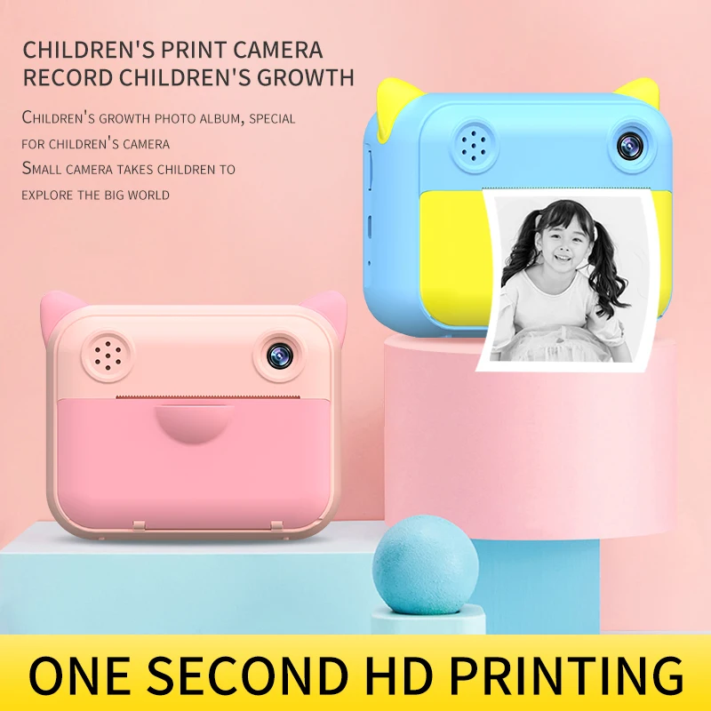 Instant Printing Camera Thermal Zero Ink Printing HD Digital Color Photography and Video for Children's Birthday Party Gifts