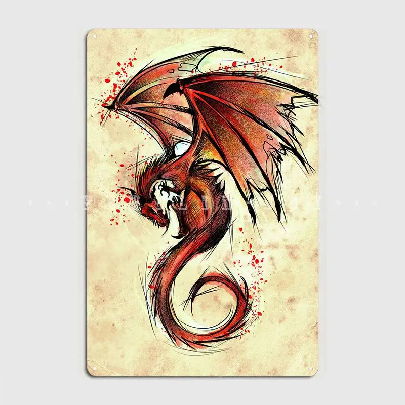 

Red Dragon Metal Sign Cinema Living Room Pub Garage Vintage Plaques Tin Sign Poster
