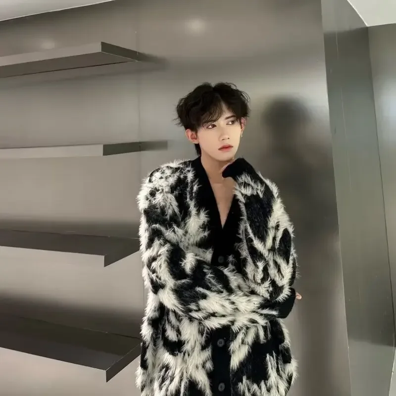 Модный вязаный свитер с круглым вырезом для мужчин повседневный элегантный