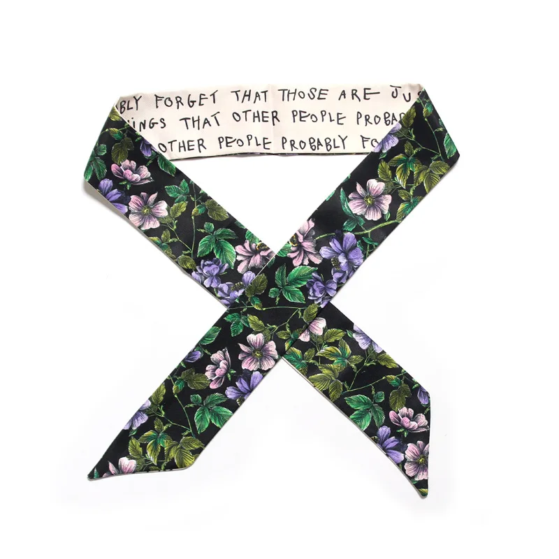 

Женский шелковый шарф с цветочным принтом, 95x5 см