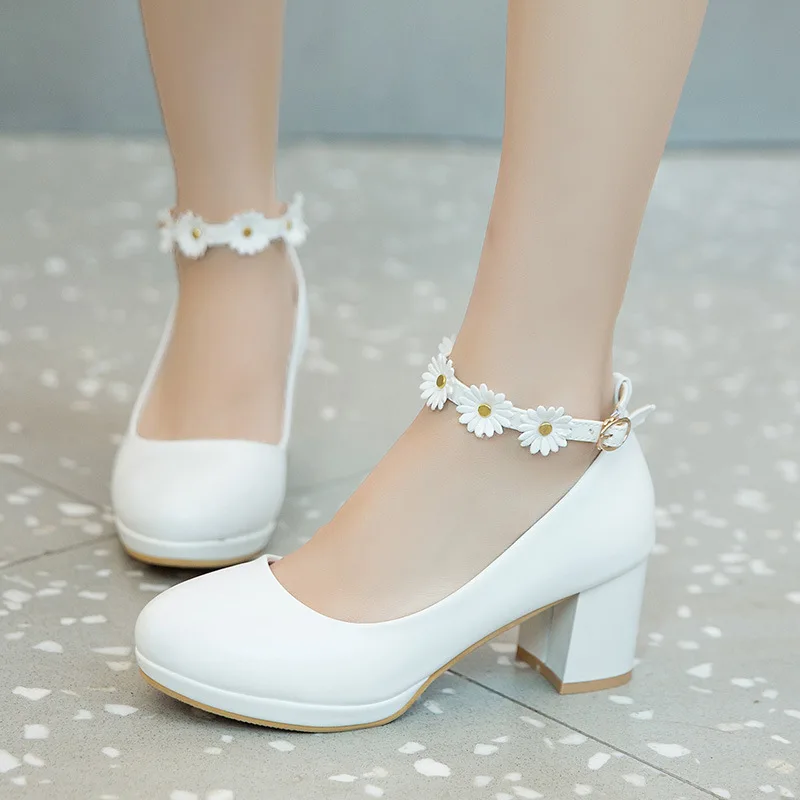 Children Girls High heel Shoes Kids Princess Sandals Fashion Flowers Women's Platform Pumps High Heels For Party Wedding 30-43