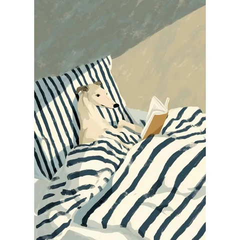 Плакат читающая собака Борзая