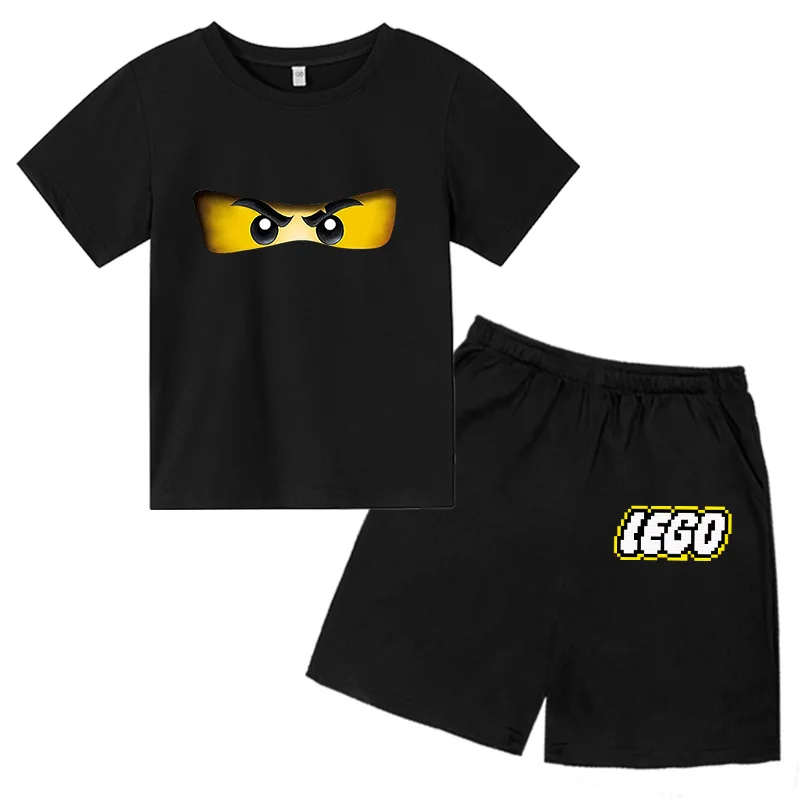 

Cotton T-Shirts + Shorts Ninja Summer Kids Sets Lovely Children Boys Pure Toddler Casual Suits Ninja Graphics 4T-14T Girls' Top