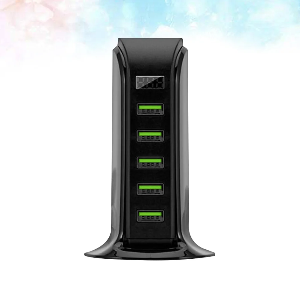 

1PC Usb A Usb Usb A Usb Usb 5 Ports USB Travel Wall 5V/4A Multi Ports Adapter Smart Digital Display with US Plug (Black