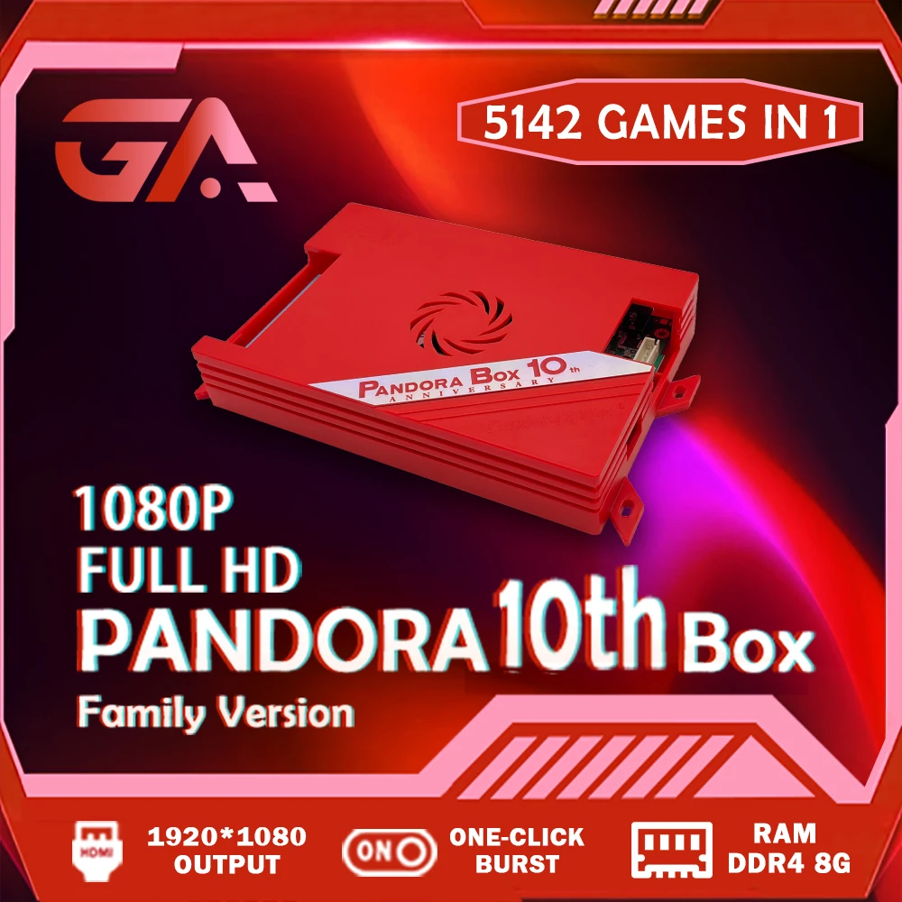 

2023 Newest Pandora Box 10th Family Version Arcade WiFi 1080P Home Board Support HDMI VGA Output 3P/4P MultiPlayer