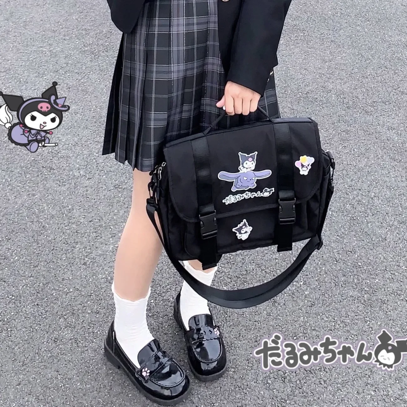 

Kawaii Sanrio Melody Kuromi Anime Cartoon Backpack Jk Collocation Handbag College Uniform Cosplay Package Gift For Girlfriend