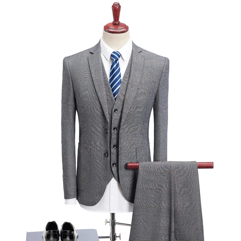 

[Jacket+Pants+Vest] Superior Quality Formal Suit Peaky Blinders Cosplay Party Dresses Elegant Men Wedding Suits Groom