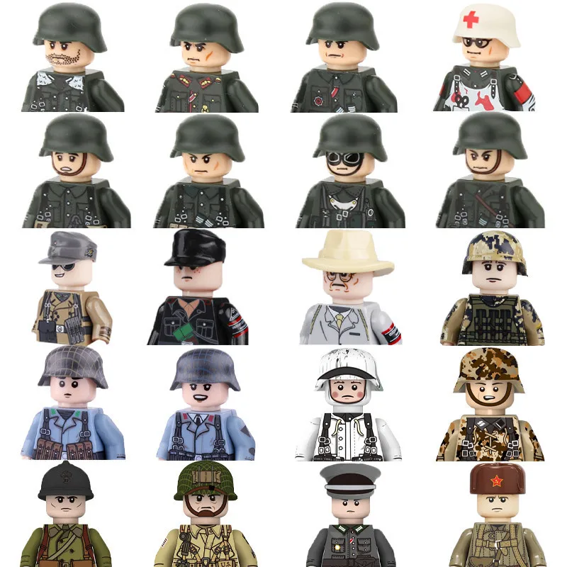

Фигурки солдат Второй мировой войны, строительные блоки, аксессуары, пистолеты, оружие, военные игры, кирпичи, украинская армия, горное деление, игрушки P004