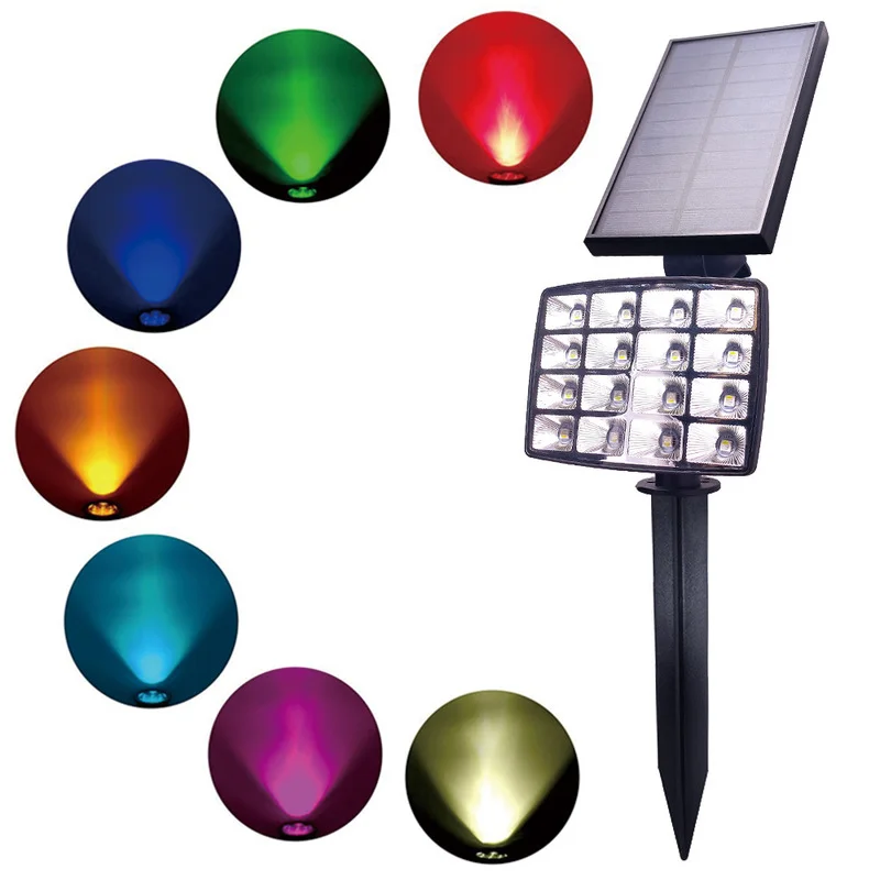 

Outdoor Solar Spotlight RGB Changing Lawn Wall Lamp IP65 Waterproof Outdoor Led Solar Lights for Yard Garden Driveway Path