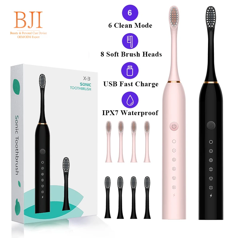 

Sonic Electric Toothbrush Smart Timer Tooth Brush USB Rechargeable IPX7 Waterproof Adult Toothbrush 4 Brushes Replacement Heads