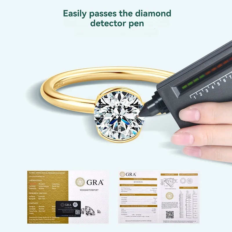 Женское кольцо из серебра 100% пробы с муассанатом 1 карат